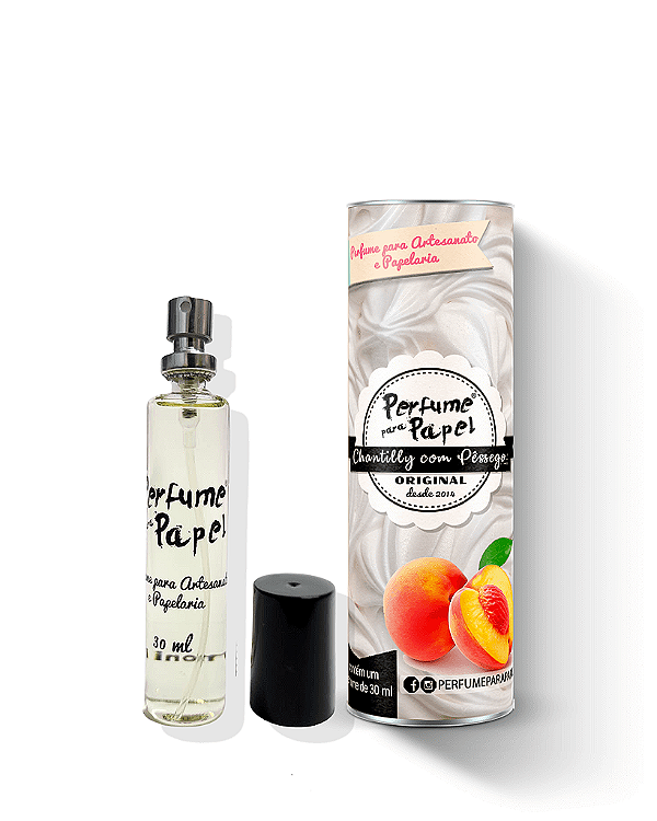 CHANTILY COM PÊSSEGO 30 ml - Perfume para Artesanato e Papelaria - Perfume para Papel