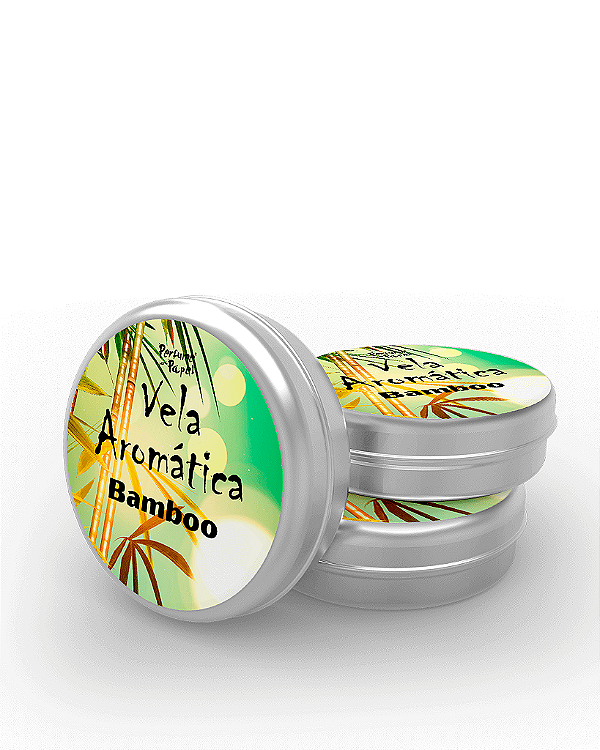 BAMBOO - 50 Mini vela latinha 20g com caixa de presente (Personalizavel) - Perfume para Papel