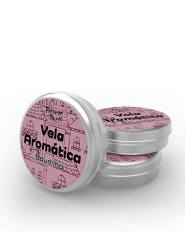 BAUNILHA - 50 Mini vela latinha 20g com caixa de presente (Personalizavel) - Perfume para Papel