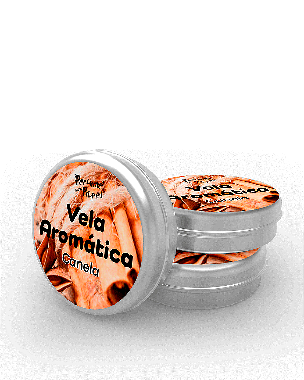 CANELA - 50 Mini vela latinha 20g com caixa de presente (Personalizavel) - Perfume para Papel