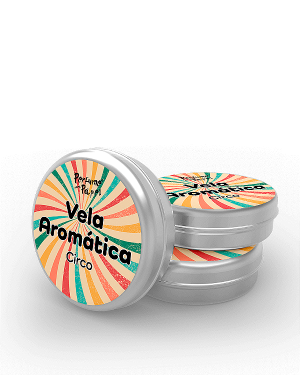 CIRCO - 50 Mini vela latinha 20g com caixa de presente (Personalizavel) - Perfume para Papel