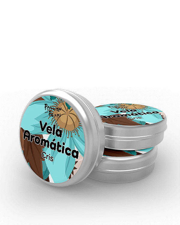 CRIS - 50 Mini vela latinha 20g com caixa de presente (Personalizavel) - Perfume para Papel