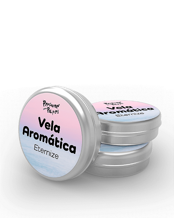 ETERNIZE - 50 Mini vela latinha 20g com caixa de presente (Personalizavel) - Perfume para Papel