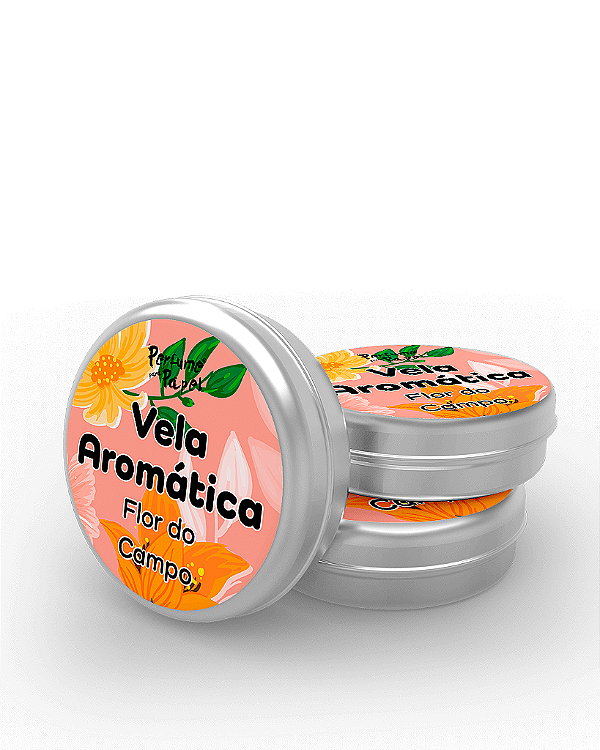 FLOR DO CAMPO - 50 Mini vela latinha 20g com caixa de presente (Personalizavel) - Perfume para Papel