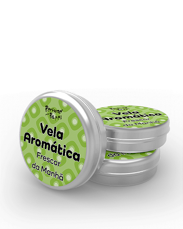 FRESCOR DA MANHÃ - 50 Mini vela latinha 20g com caixa de presente (Personalizavel) - Perfume para Papel