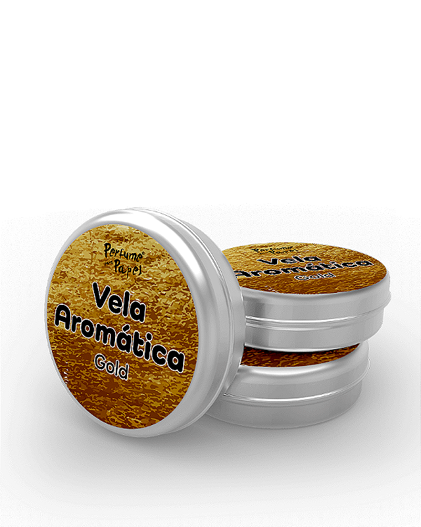 GOLD - 50 Mini vela latinha 20g com caixa de presente (Personalizavel) - Perfume para Papel