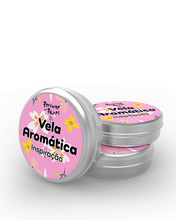INSPIRAÇÃO - 50 Mini vela latinha 20g com caixa de presente (Personalizavel) - Perfume para Papel