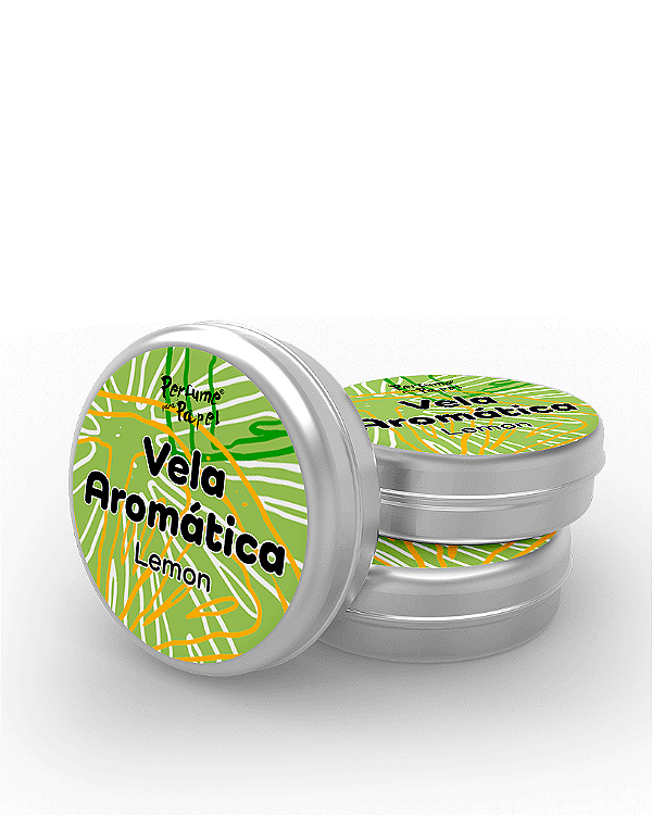 LEMON - 50 Mini vela latinha 20g com caixa de presente (Personalizavel) - Perfume para Papel