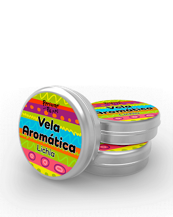 LICHIA - 50 Mini vela latinha 20g com caixa de presente (Personalizavel) - Perfume para Papel