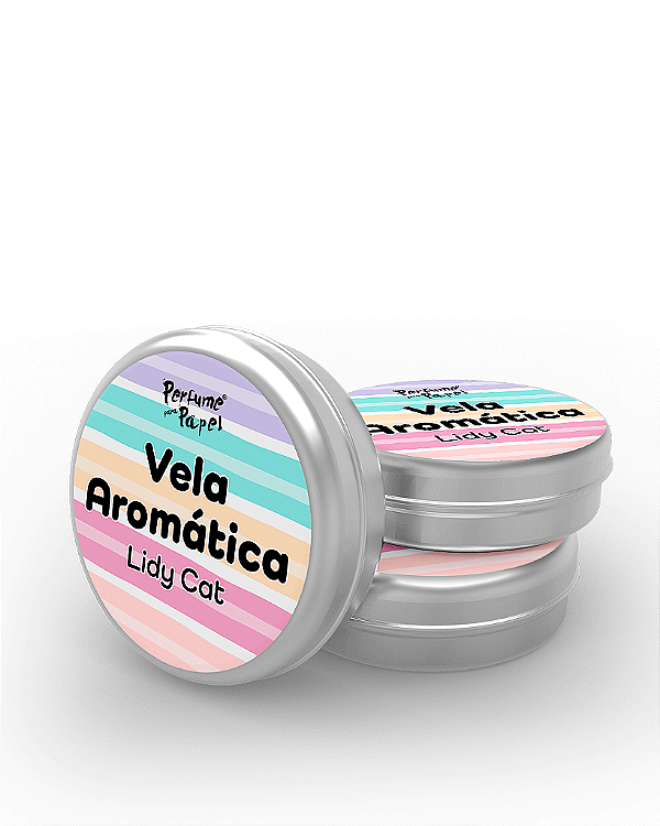 LIDY CAT - 50 Mini vela latinha 20g com caixa de presente (Personalizavel) - Perfume para Papel