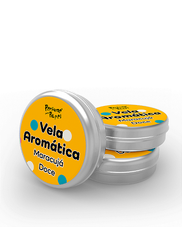 MARACUJÁ DOCE - 50 Mini vela latinha 20g com caixa de presente (Personalizavel) - Perfume para Papel