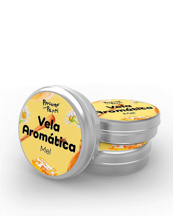 MEL - 50 Mini vela latinha 20g com caixa de presente (Personalizavel) - Perfume para Papel
