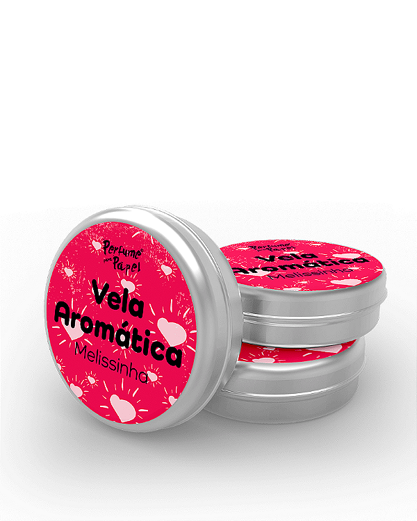 MELISSINHA - 50 Mini vela latinha 20g com caixa de presente (Personalizavel) - Perfume para Papel