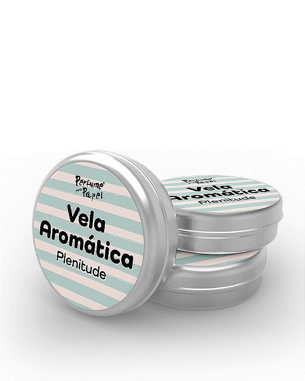 PLENITUDE - 50 Mini vela latinha 20g com caixa de presente (Personalizavel) - Perfume para Papel