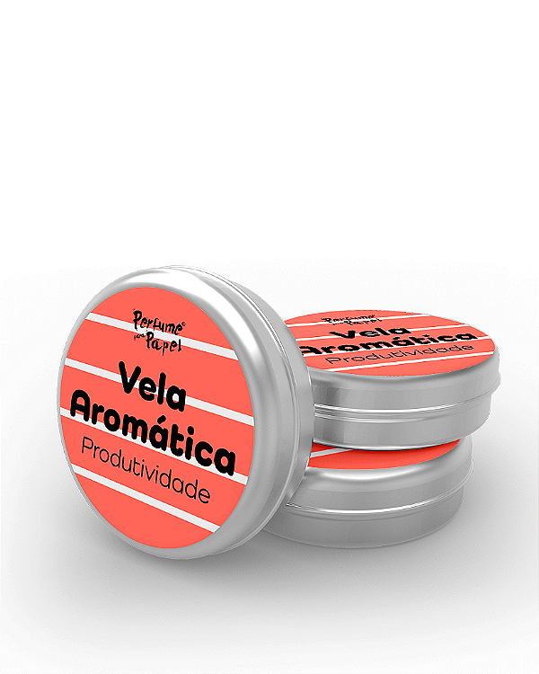 PRODUTIVIDADE - 50 Mini vela latinha 20g com caixa de presente (Personalizavel) - Perfume para Papel