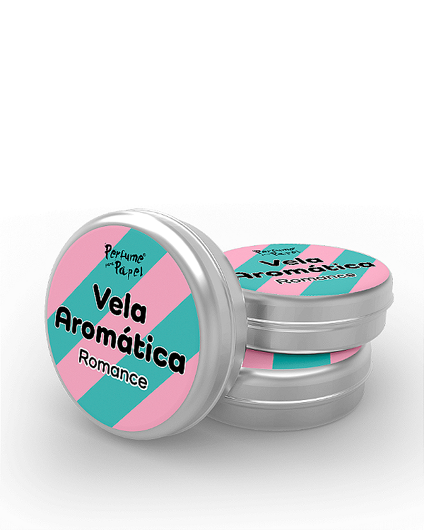 ROMANCE - 50 Mini vela latinha 20g com caixa de presente (Personalizavel) - Perfume para Papel