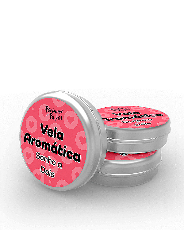 SONHO A DOIS - 50 Mini vela latinha 20g com caixa de presente (Personalizavel) - Perfume para Papel