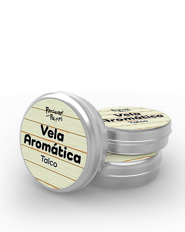 TALCO - 50 Mini vela latinha 20g com caixa de presente (Personalizavel) - Perfume para Papel