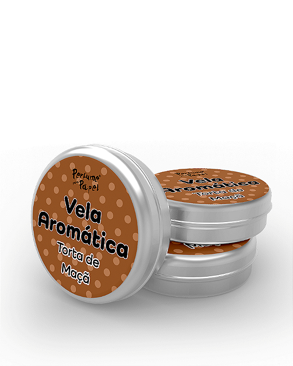 TORTA DE MAÇÃ - 50 Mini vela latinha 20g com caixa de presente (Personalizavel) - Perfume para Papel