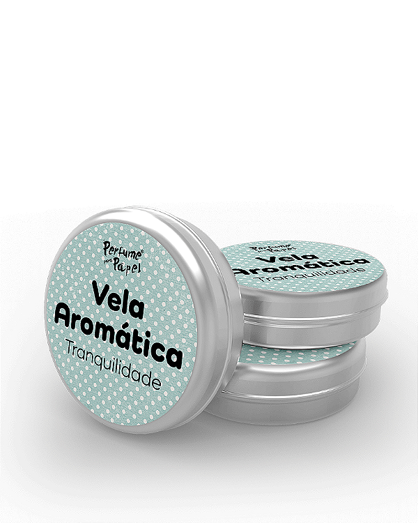 TRANQUILIDADE - 50 Mini vela latinha 20g com caixa de presente (Personalizavel) - Perfume para Papel