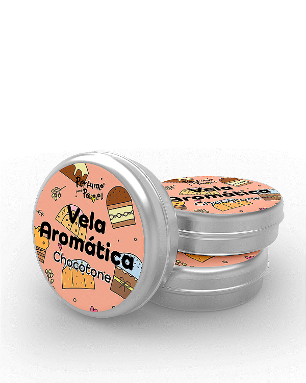 CHOCOTONE - 50 Mini vela latinha 20g com caixa de presente (Personalizavel) - Perfume para Papel