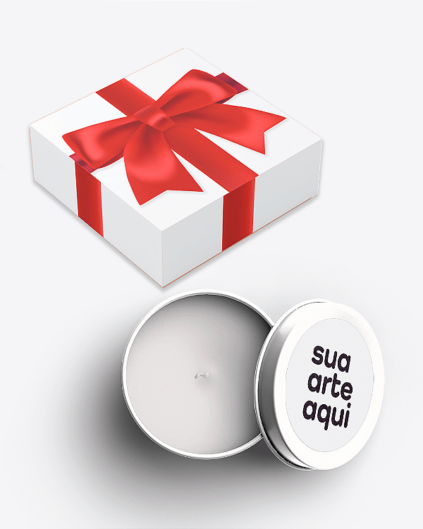 DELÍCIA NATALINA - 50 Mini vela latinha 20g com caixa de presente (Personalizavel) - Perfume para Papel