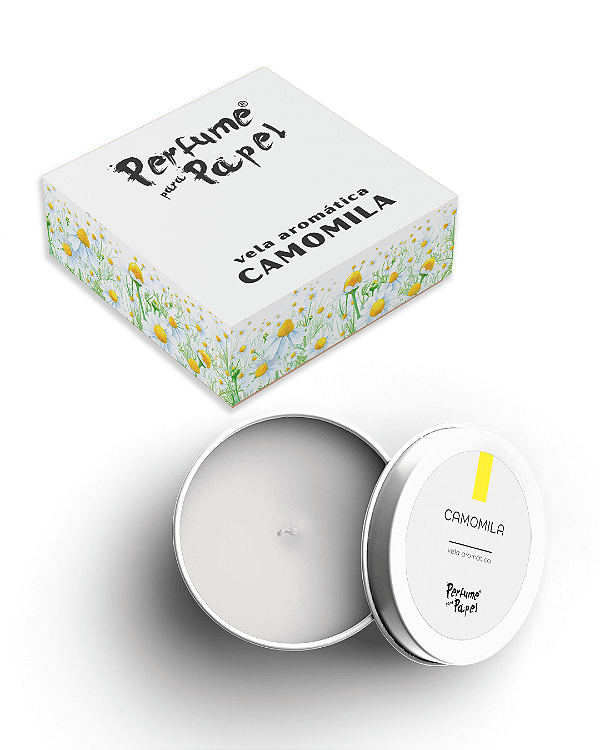 CAMOMILA - 50 Mini vela latinha 20g com caixa de presente (Personalizavel) - Perfume para Papel