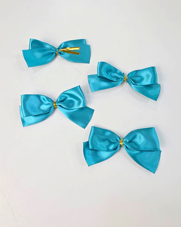 AZUL TURQUESA - Cartela Laço Prático Cetim Premium - Tam: M (8 unidades) | Sonho a Dois