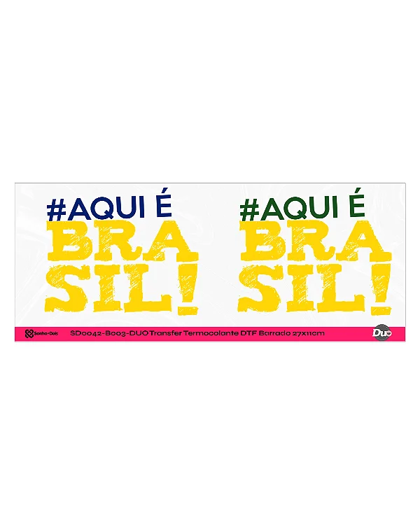 Transfer Termocolante DTF Barrado 27x11cm Vai, Brasil!
