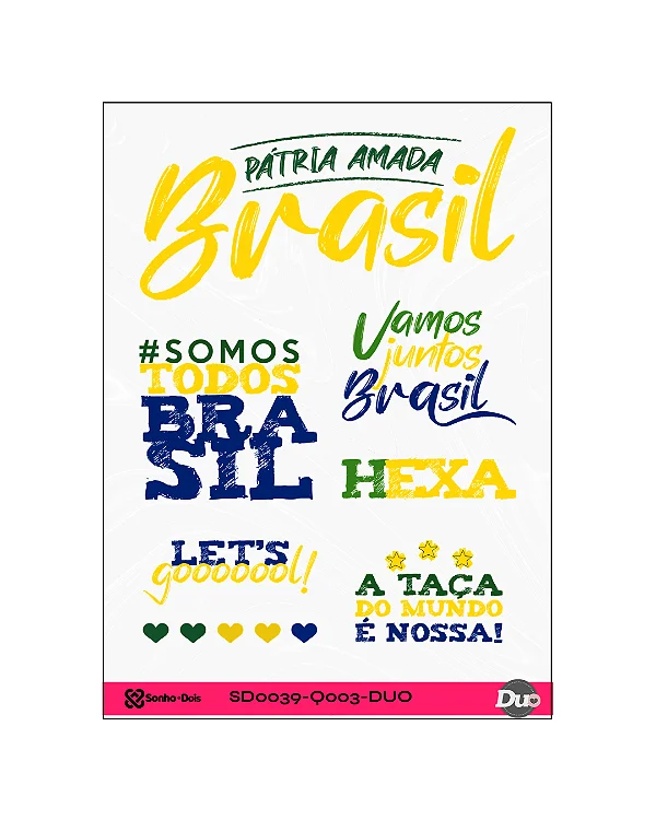 Transfer Termocolante DTF Cartela 13x18cm Vai, Brasil!