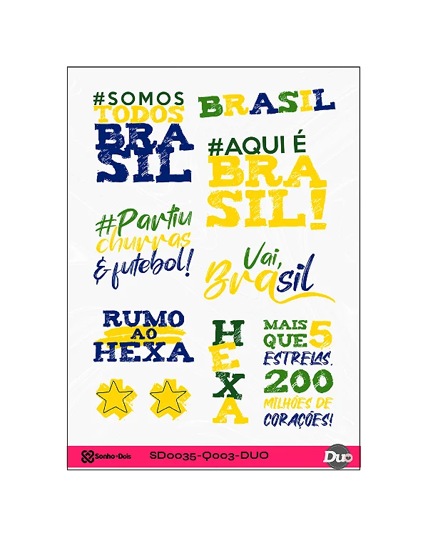 Transfer Termocolante DTF Cartela 13x18cm Vai, Brasil!