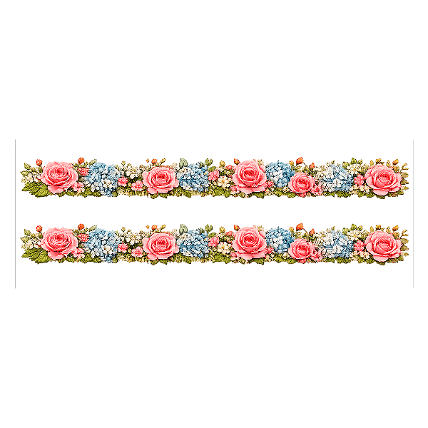 Transfer Termocolante DTF Barrado 27x11cm Floral