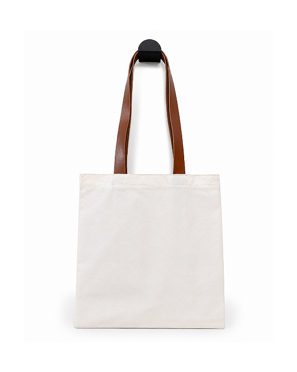 Ecobag PERSONALIZADA Sacolas Ecológicas c/ alça de couro sintético 30x40 cm (LxA) 100% Algodão Cru Lisa