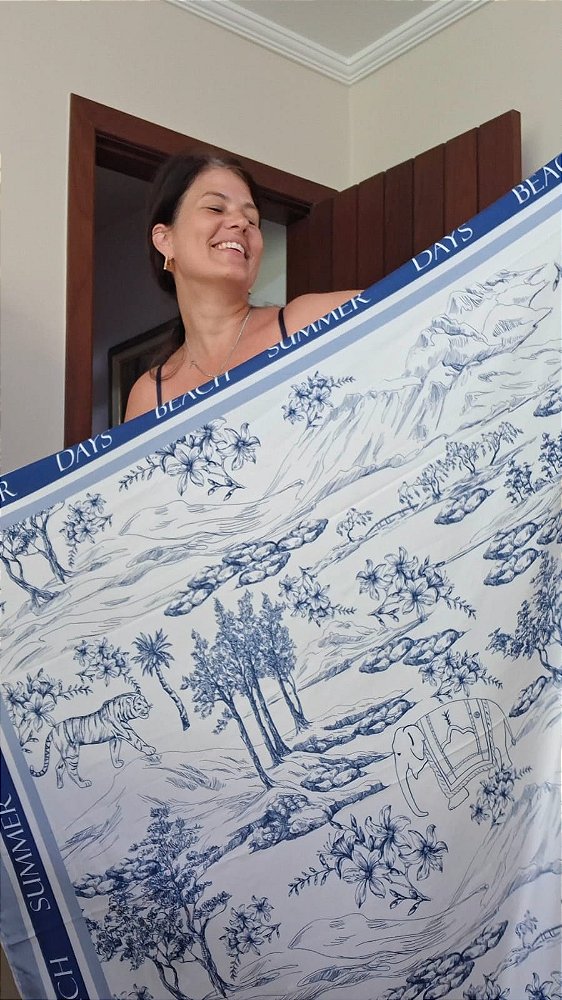 Canga Pareô Estampa Toile de Jouy