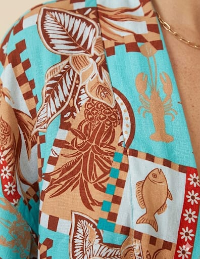 Kimono Amplo Estampa Sol em Viscose