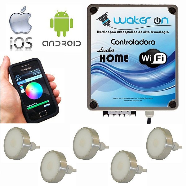 Kit Iluminação Piscina 6 Refletores 12w Led + Controle Wifi SMART