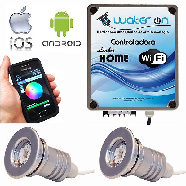 Kit Iluminação Piscina 2 Refletores 12w Led + Controle Wifi SMART