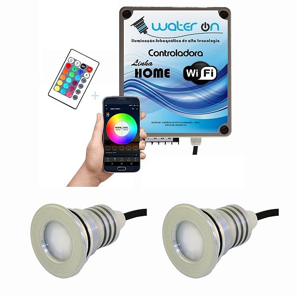 Kit Iluminação Piscina 2 Refletores 12w Led + Controle Wifi SMART