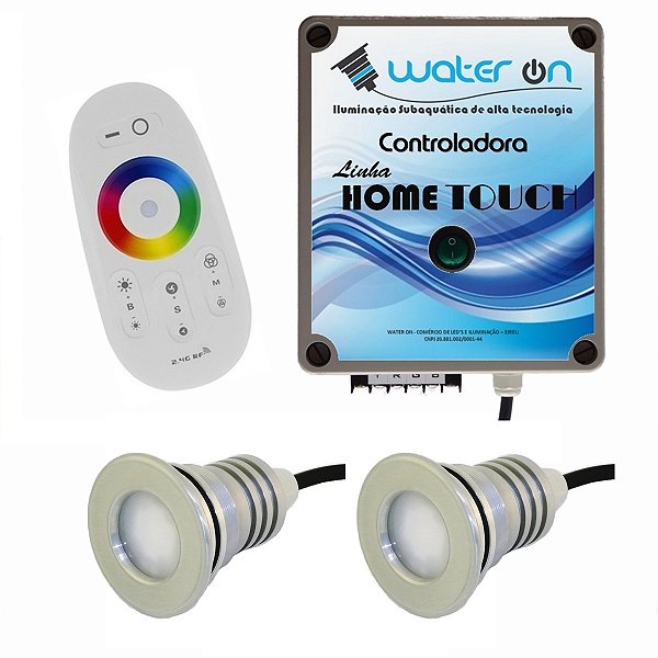 Kit Iluminação Piscina 2 Refletores 12w Led + Controle Touch