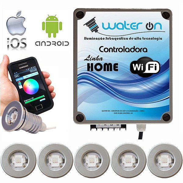 Kit Iluminação Piscina 6 Refletores 12w Led + Controle Wifi SMART