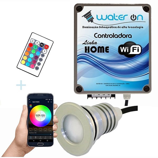 Kit Iluminação Piscina 1 Refletor 12w Led + Controle Wifi SMART