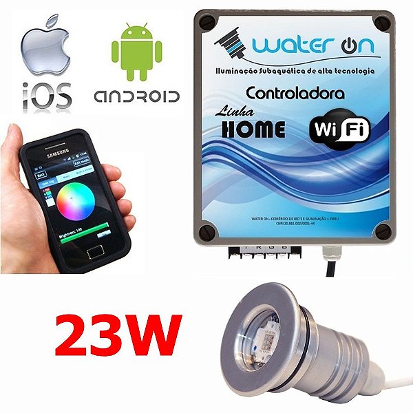 Kit Iluminação Piscina 1 Refletor 23w Led + Controle Wifi SMART