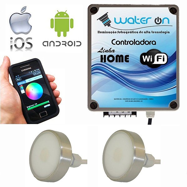 Kit Iluminação Piscina 2 Refletores 12w Led + Controle Wifi SMART