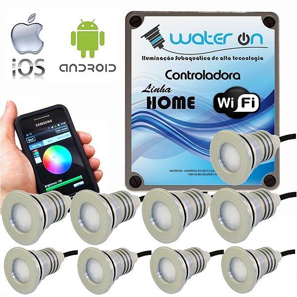 Kit Iluminação Piscina 9 Refletores 12w Led + Controle Wifi SMART