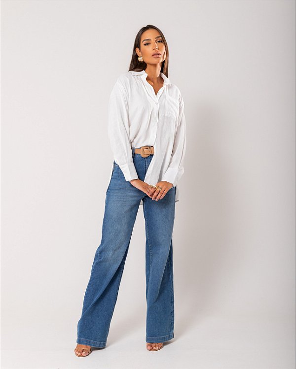 Calça Wideleg Jeans Médio - BlackJeans - 23815