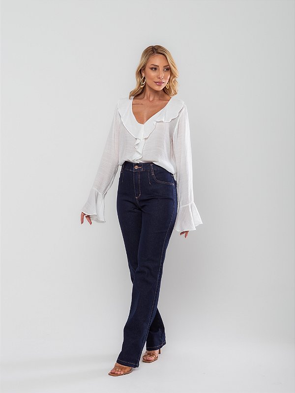 Calça Reta Jeans Premium com Elastano - Loopper K32319105