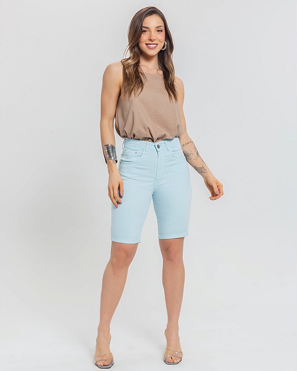 Bermuda Azul Céu Algodão com Elastano - 22052