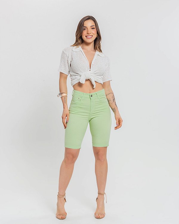 Bermuda Menta Algodão com Elastano - 22052