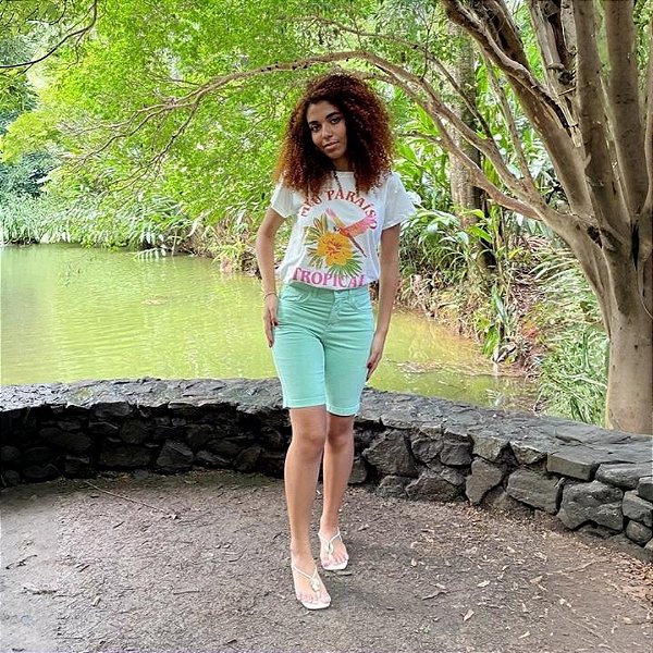 Bermuda Menta Algodão com Elastano - 22052