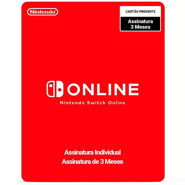 Gift Card Nintendo Switch Online Assinatura 3 Meses Brasil